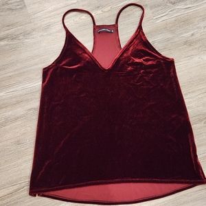 Abercrombie & Fitch Dark Red Thin Strap V-Neck Christmas Tank Top Lined …